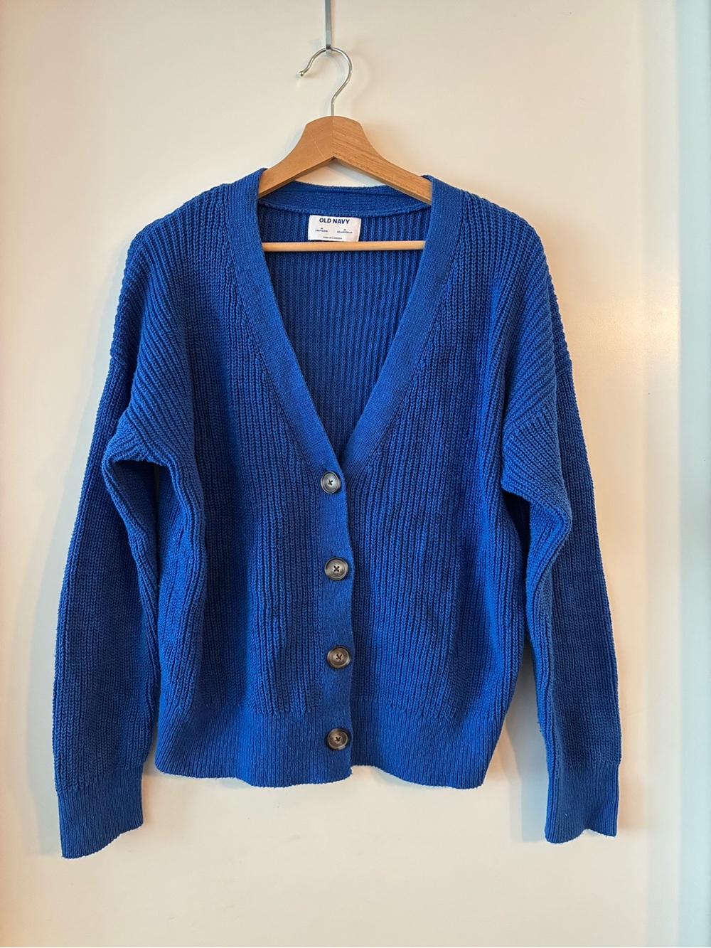 Old Navy Women's Bright Royal Blue V-Neck Button Cardigan